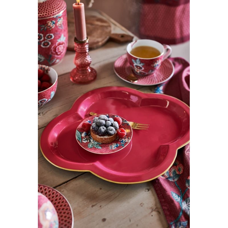PIP STUDIO 51001296 Flower Festival Scallop Plate Dark Pink 26.5