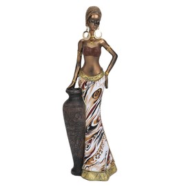 Pssopp African Women Figure Tribal Lady Figure Statue African Lady Sculpture for Home Decor Western Art Housing Culture Ornament (G04173A)
