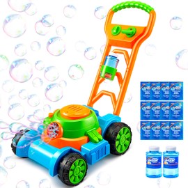 SLOOSH Bubble Lawn Mower Toddler Toys - Kids Bubble Machine Summer Outdoor Push Toy Games, Backyard Garden Outside Play Toddlers Preschool Boys Girls Birthday Gifts (Blue)