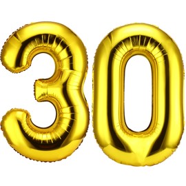 Gejoy 40 Inch Number 30 Balloons Jumbo 30 Foil Giant Number 30 Balloons for 30th Birthday Party Decorations and Rip to My 20s Anniversary Event(Gold)