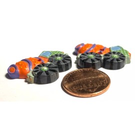 Unbranded 2 Vtg JHB Hand-Painted Resin Orange Cement Truck Novelty Buttons 25mm 1" 15010