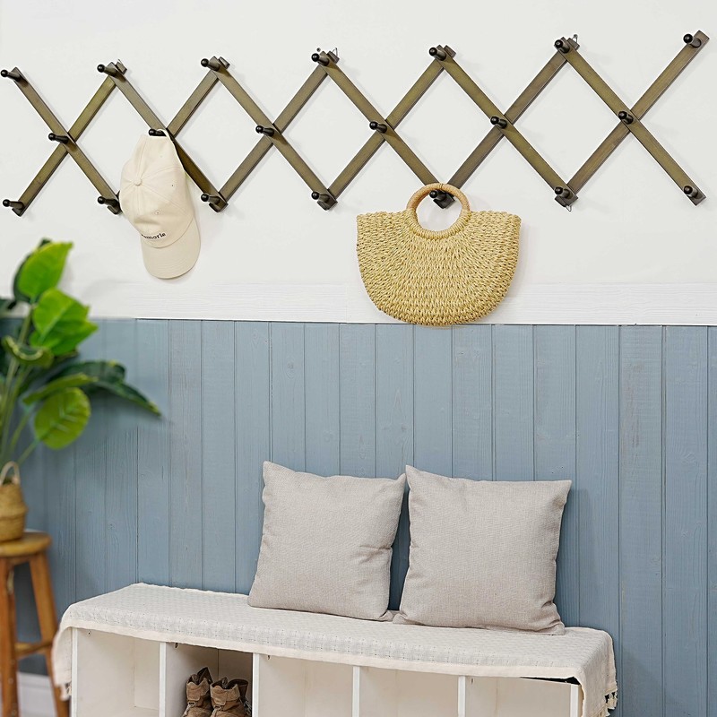 WEBI Accordion Wall Hanger,Accordion Hat Rack for Wall,Expandable Wooden Coat