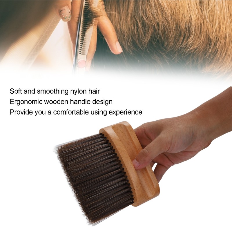 Professional Barber Neck Duster Brush Soft Nylon Hair Wodden Handle