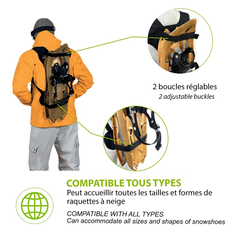 WANTALIS RaqBack Schneeschuhhalter für Erwachsene, Unisex, Schwarz, Universal