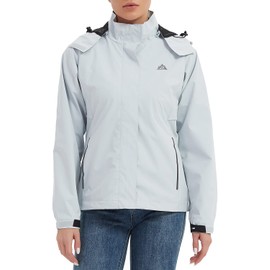 MOERDENG Women's Waterproof Rain Jacket Lightweight Raincoat Hooded Hiking Jacket Softshell Windbreaker