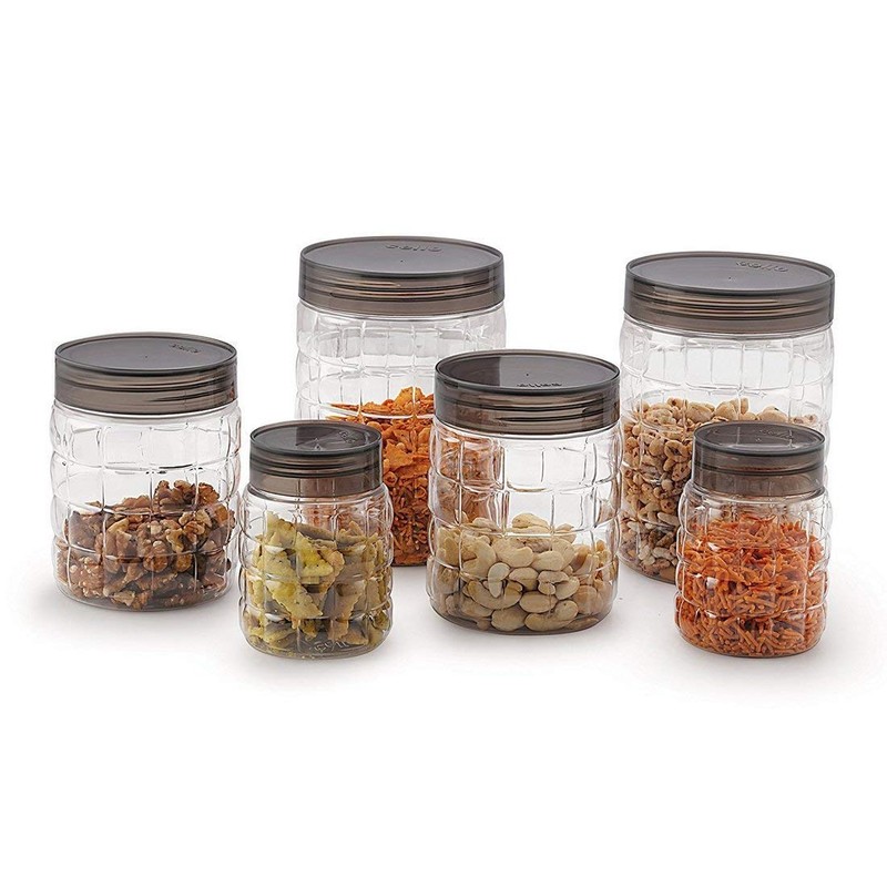 Cello Checkers Plastic PET Canister Set, 18 Pieces, Clear