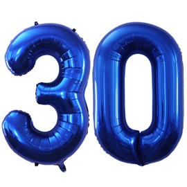 GOER Number 30 Balloons for 30th Birthday Party Decorations,42 Inch Jumbo Foil Helium Balloons for 30th Anniversary (Blue)