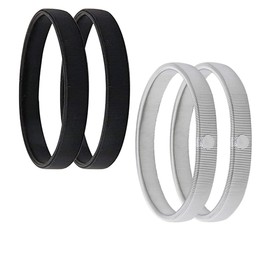 WinsGreat 4 Piece Set Armband, Spring Loop, Arm Band, Sleeve Length, Easy to Put on and Take off, Stretchy, Unisex, Wedding, Graduation, School Entrance Ceremony, Black + Silver, Alloy Steel Silver
