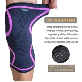 2easz?. Compression Knee Protective Brace (1 Pcs) Anti-Slip Elastic Think Knee Sleeves Breathable Knee Brace for Sports, Running, Climbing, Hiking, Squat, Fitness, Daily Support (S - XL) (Black, L)