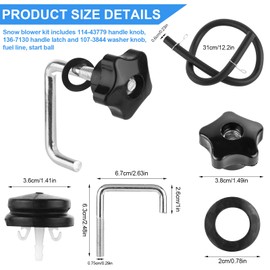 for Toro Snow Blower Kit, 114-3779 Handle Knob 108-4887 Handle Lock 107-3844 Washer Parts for 621 721 R E QZR QZE CCR 6053 Snowblower