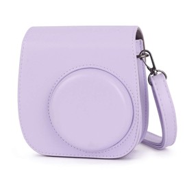 Phetium Instant Camera Protective Case Compatible with Instax Mini 11 12,PU Leather Bag with Pocket and Adjustable Shoulder Strap (Lilac Purple)