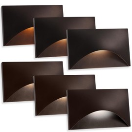 Energetic 5CCT 120V LED Step Lights, 2700K/3000K/3500K/4000K/5000K Indoor Outdoor Stair Light, 3W Dimmable LED Lights for Step Stair, CRI90, ETL Listed, IP65 Waterproof, Aluminum, Bronze, Pack of 6