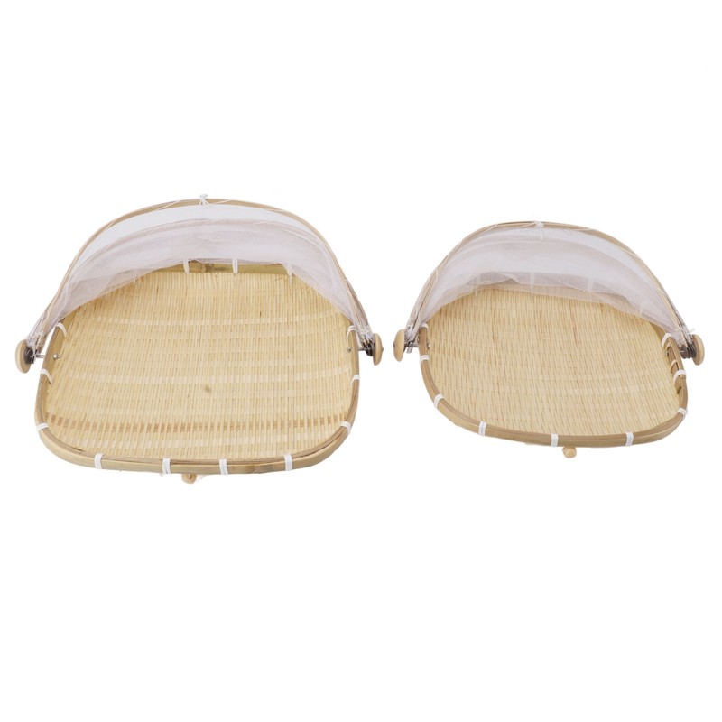2Pcs Food Serving Tent Basket Fly Skeeter Insect Resistant Bamboo