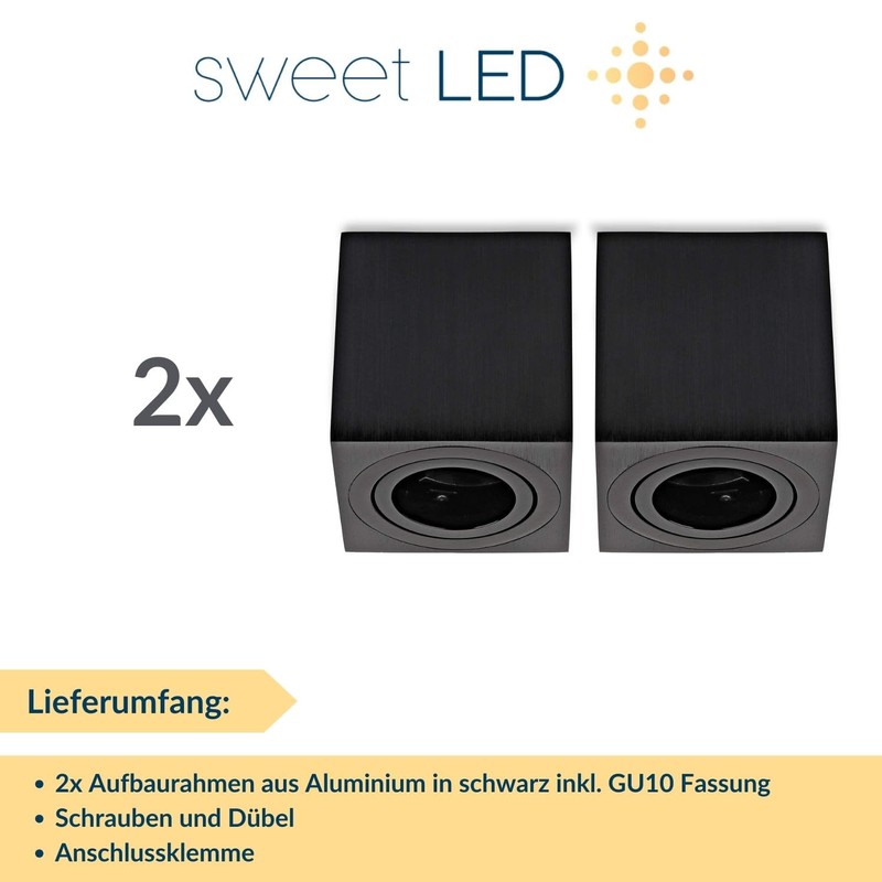 Sweet Led 2 x Mounting Frame Black Brushed GU10 Surface