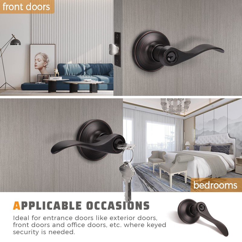 KNOBWELL 1 Pack Keyed Entry Front Door Handle Entrance Handlesets