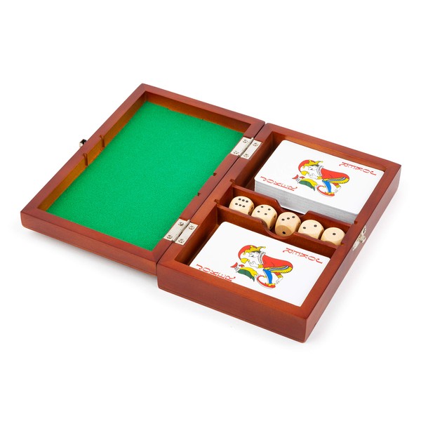 Small Foot 11363, Ensemble de 2 Jeux de Cartes et 5 dés, avec boîte de Rangement Jouets, Multicolore