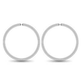 Small Gold Sterling Silver Huggie Hoop Earrings for Women Cartilage Nose Helix Tragus (Silver, 9mm 20 gauge / 1 pair)