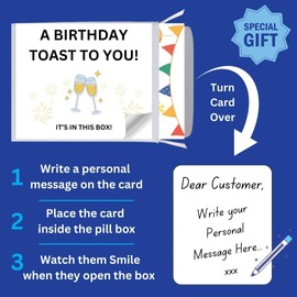 Funny Joke Pill Box Prank. Gift for Men, Women, her, Him Novelty Box April Fools Day Birthday Gifts for Men & Women Rude Presents for Boyfriend Dad Wife Friend Friends (Birthday Toast)