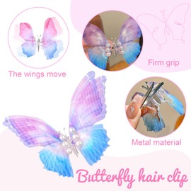 2 Stück Schmetterling-Haarclips, Damen Mädchen Kinder Haar Clips Set 3D Schmetterling Haarspange, Kopfschmuck für Braut Hochzeit Accessoire