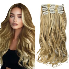 Vlasy Hair Extensions Clip in,3PCS Wavy Clip in Extensions,20 Inches Long Synthetic Clip on Hair Hairpiece Full Head for Women Girls(10/16/22#)