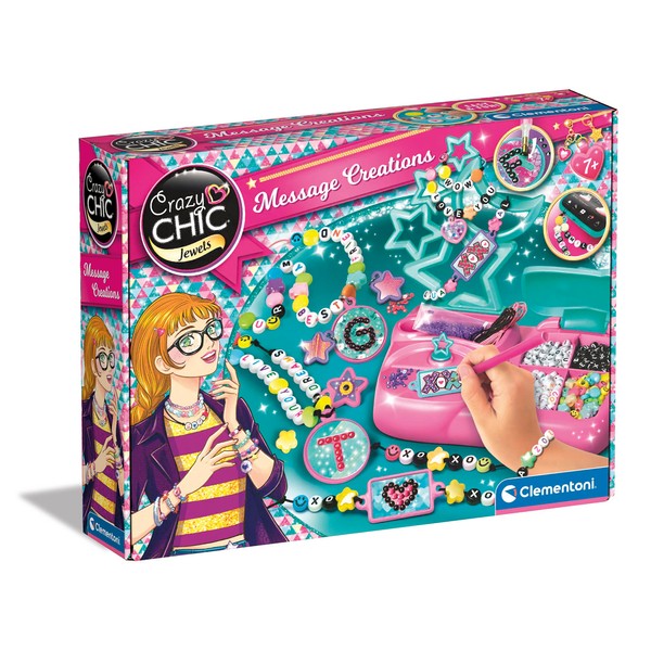 Clementoni - Crazy Chic Lab-Set for Making Bracelets, Charms, Necklaces, Creative Play Girl 7 Years, Multicoloured, 18729