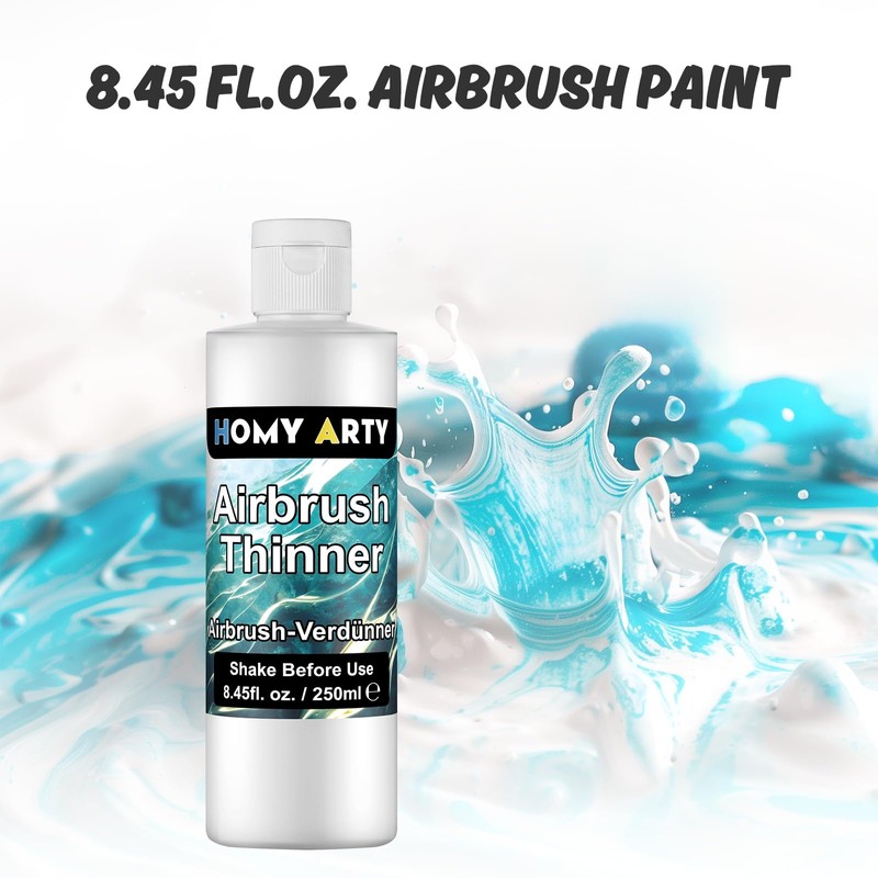 HOMY ARTY Airbrush Thinner - 8.45 Fl Oz, Water-Based Acrylic