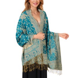MUQU Women Pashmina Shawls and Wraps Scarf Soft Silky Reversible Paisley Scarves Shawl for Women