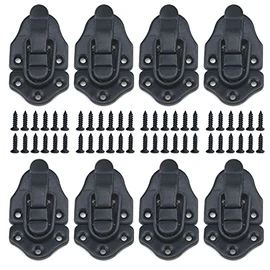 Geesatis 8 Pcs Metal Box Hasp Lock Toggle Latch Catch Decorative Hasp BoxLatch Hasps for Jewelry Wooden Case Boxes, with Mounting Screws, Black