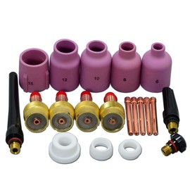 RIVERWELD TIG Gas Lens 10N21 0.040" 45V204 1/16" 45V116 3/32" 45V64 1/8" 995795 Alumina Nozzle Kit 57N75 6# 57N74 8# 53N88 10# 53N87 12# 53N89 15# Fit QQ300 PTA DB SR WP 17 18 26 Welding Torch 20pcs