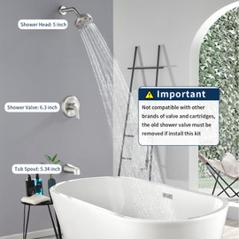 Tub Shower Faucet Combo Set Brushed Nickel Bathtub Faucet Set Shower System with Tub Spout Shower Tub Kit Shower Valve and Trim Kit Shower Fixtures