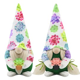 Gehydy Decorative Spring Gnome Figures, Set of 2, Succulent, Spring Decoration, Easter Gnome Decoration, Easter Accessories for Home, Kitchen