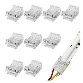 Biantie La 3-Pin 12mm LED Strip Connector, Solderless Clip for COB CCT LED Light Strips, Strip-to-Wire Adapter for Tunable White, No Solder Needed, 10 Pack