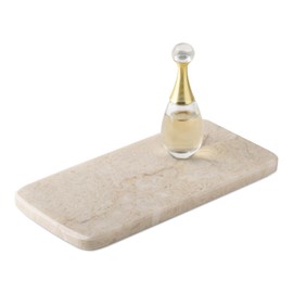 Koville Luxury Natural Turkish Marble Tray, Set of 2 Small Decorative Tray, Soap Dispenser Tray for Kitchen Sink, Bathroom Vanity Trays for Counter