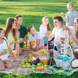 IYYI Collapsible Cup for Traveling, Silicone Camping Cup, Foldable Cup with Lid, Portable Cup for Camping, Hiking, Outdoors, Travel, Folding Cup Pocket Size (2 Pack-Blue-Orange)