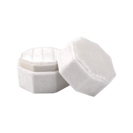 URROMA 1 Pack Ring Box for Wedding Ceremony, White Velvet Ring Box 3 Slot Hexagonal Vintage Ring Gift Box for Proposal Engagement Wedding Ceremony