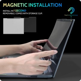 Peslv Magnetic Laptop Privacy Screen 15.6 inch for 16:9 Computer Monitor, 15" Removable Anti Glare Protector Blue Light Filter Shield Compatible with Lenovo Hp Dell Acer Asus Thinkpad Envy Xps