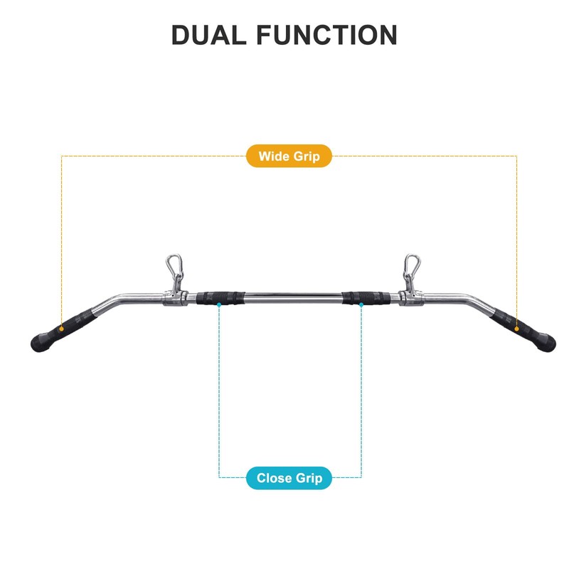 plzzree 48'' LAT Pull Down Bar: Rotating Double Hooks for