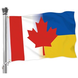 Ukraine Canada Flag,3x5 FT Ukrainian Canadian Flag,36x60 Inch Large Digitial Double-Printed Durable Banner,150D Thick Polyester Outdoor Indoor Decorations with 2 Brass Grommet