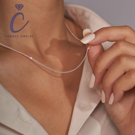 CASSIECA Women's 925 Silver Chain, 925 Silver Chain, Without Pendant, Curb Chain, 1.5 mm Necklace, Silver Chains for Women, Girls, 41-61 cm, Sterling silver