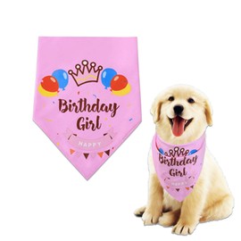Pink Dog Birthday Bandana, Cotton Triangle Girl Dog Scarf Pets Birthday Party Supplies for Small, Medium, Large Dogs, Bandana for Dogs Puppy Birthday Party
