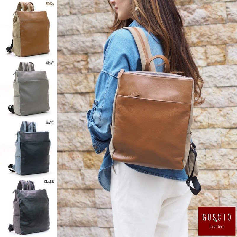 Gusio Leather 180927 Women's High Quality Cowhide Leather x Canvas