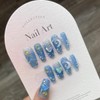Nails Handmade Press-On Medium Long Coffin Mermaid Ocean Ice Moon