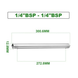 TAISHER Pack of 2 Stainless Steel Pipe Fittings, 1/4 Inch BSP x 1/4 Inch BSP Male Thread, 300 mm Length Nipple Cast Pipe