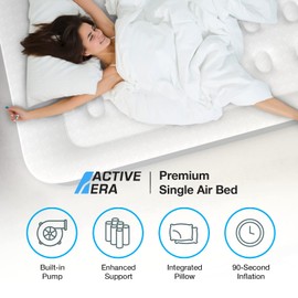 Active Era Tall 20" Twin Air Mattress with Built in Pump & Raised Pillow, Elevated Inflatable Mattress, Heavy Duty Puncture Resistant Bed, Blow Up Waterproof Airbed