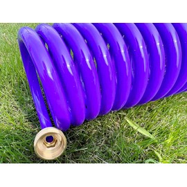 SANFU PU Recoil Garden Water Hose 3/8"ID(9.5 x 12.7mm) x 15ft Premium with 3/4"Inch Brass Fittings Retractable, Outdoor Patio Hose Marine&Boat, Purple(15')