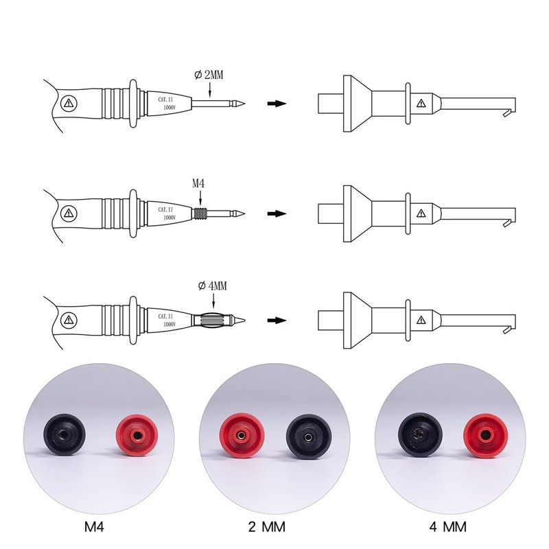 Haptufer Test Hooks Clips Universal Digital Multimeter Test Hook Straight