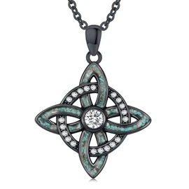 KoyeKei Black Witches Knot Necklace for Women 925 Sterling Silver Turquoise Witch Nudo De Bruja Pendant Witchy Jewelry Pagan Halloween Christmas Gifts