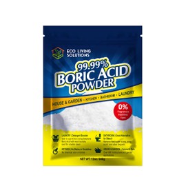 ECO LIVING SOLUTIONS Eco Living Solutions - 99.99% Boric Acid Powder | Horticultural Garden Application | Multipurpose Cleaner | Laundry Additive | Bathroom Cleaner | Commercial Strength | Lab Grade - 12 Oz