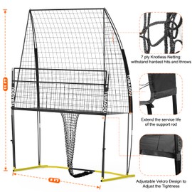 TUBAGOU 2025 Upgraded Volleyball Training Equipment Net Volleyball Spike Trainer for Indoor and Outdoor Volleyball Practice Net Station, Perfect for Team or Solo Training, Home Volleyball Net