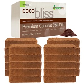 Coco Bliss Coco Coir Bricks (20-Pack, 650gm Bricks) - Organic Coco Coir for Plants - OMRI-Listed Coconut Coir for Plants - Coconut Coir Bricks - Coco Peat for Plants, Garden Soil, & Organic Mulch